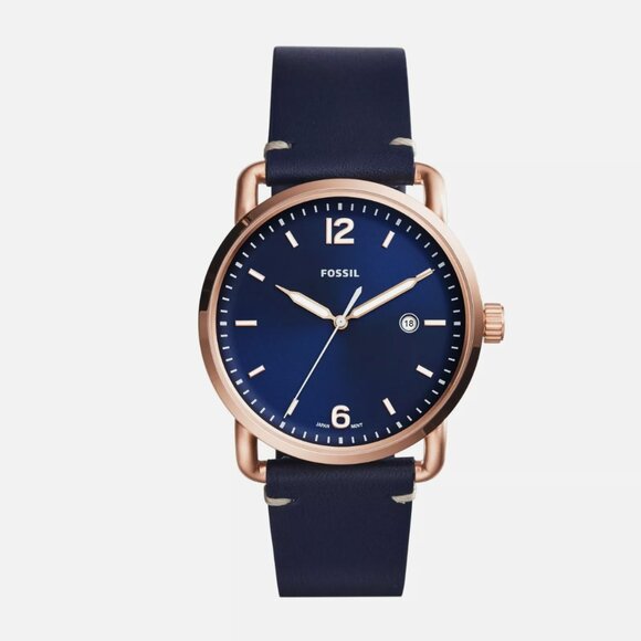 Fossil Men's Commuter Blue Dial Leather Watch FS5274 Pre-Owned Great Condition - Picture 1 of 8